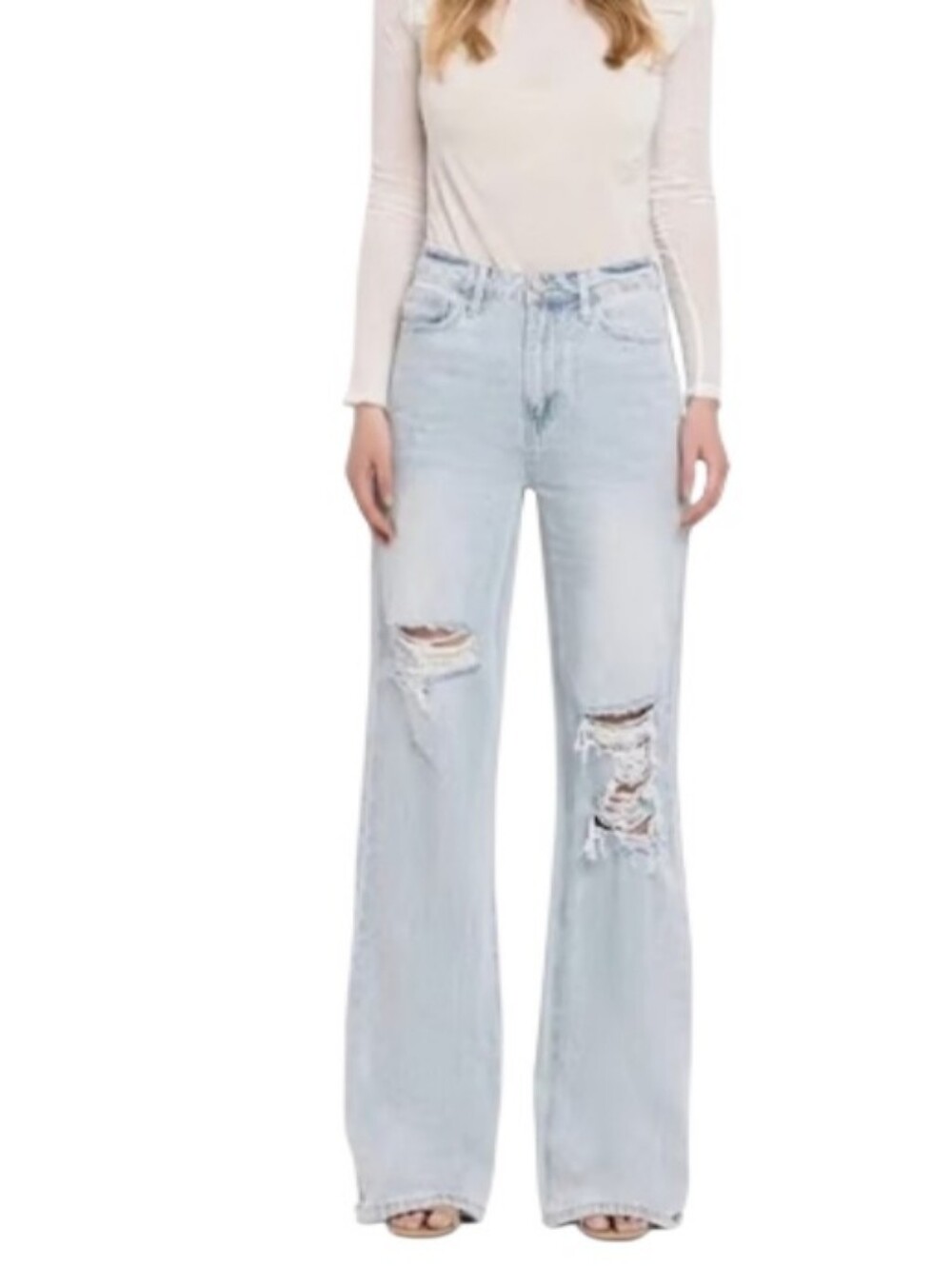 VERVET Leslie 90's Vintage Flare  Distressed Denim Jeans-NWT